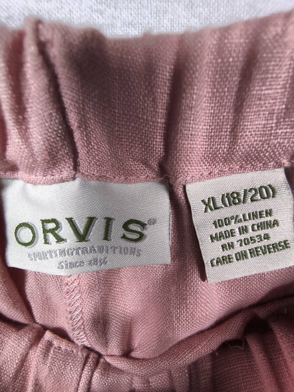 Orvis Linen Elastic Waist Pants in Dusty Rose